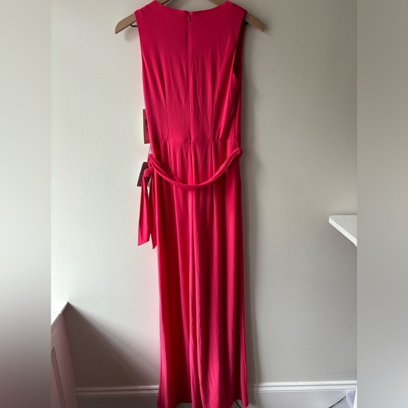 Eliza J Faux Wrap Wide Leg Jumpsuit In Strawberry XS NWT - Picture 4 of 9